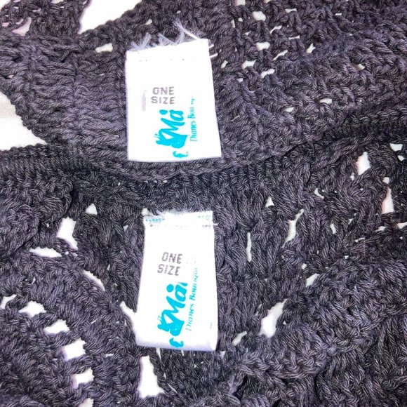 HAWAIIN BLACK YARN HAND KNIT BIKINI BATHING SUIT TOP & BOTTOM COVER ONE SIZE S-L - Picture 4 of 4